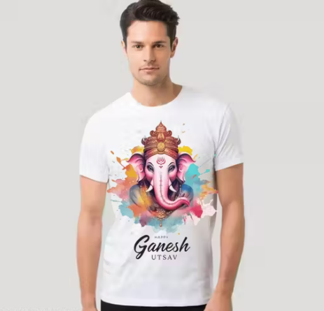 Vaishyam Souk Lord Ganesha T-Shirt for Ganesh Chaturthi Special Unisex Half Sleeve T-Shirt
